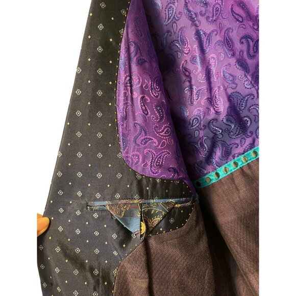 Robert Graham Mens Navy Polka Dot Silk Blazer Jacket Purple Paisley Lining Sz 46 - Picture 3 of 8